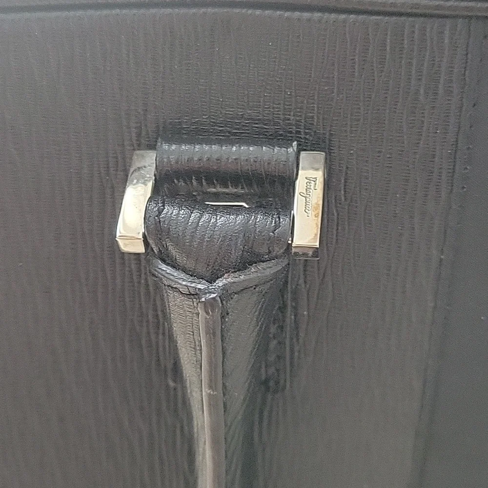 Salvatore Ferragamo Black Leather Laptop Bag